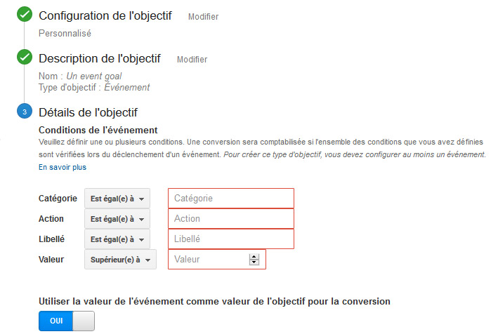 Objectif sur Event tracker