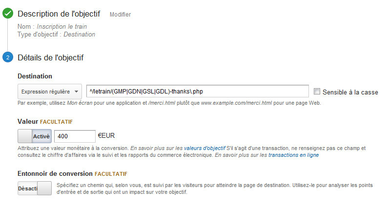 Objectif avec expression régulière