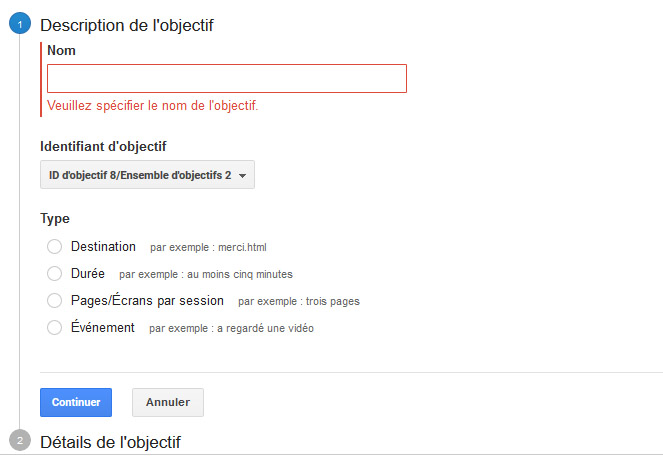 Objectifs de différents types