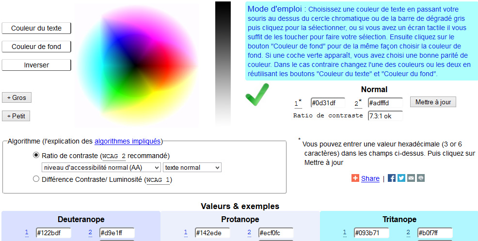 Cercle Chromatique : interface