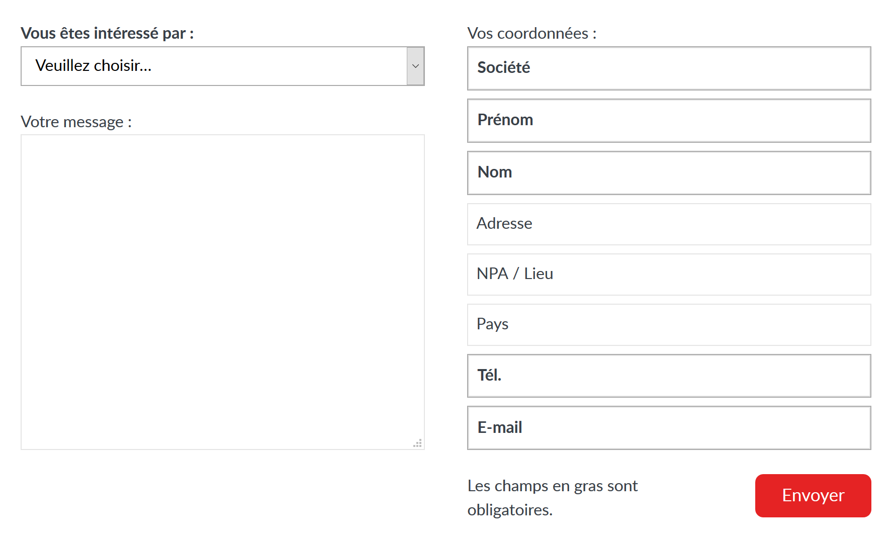un formulaire avec alignement vertical