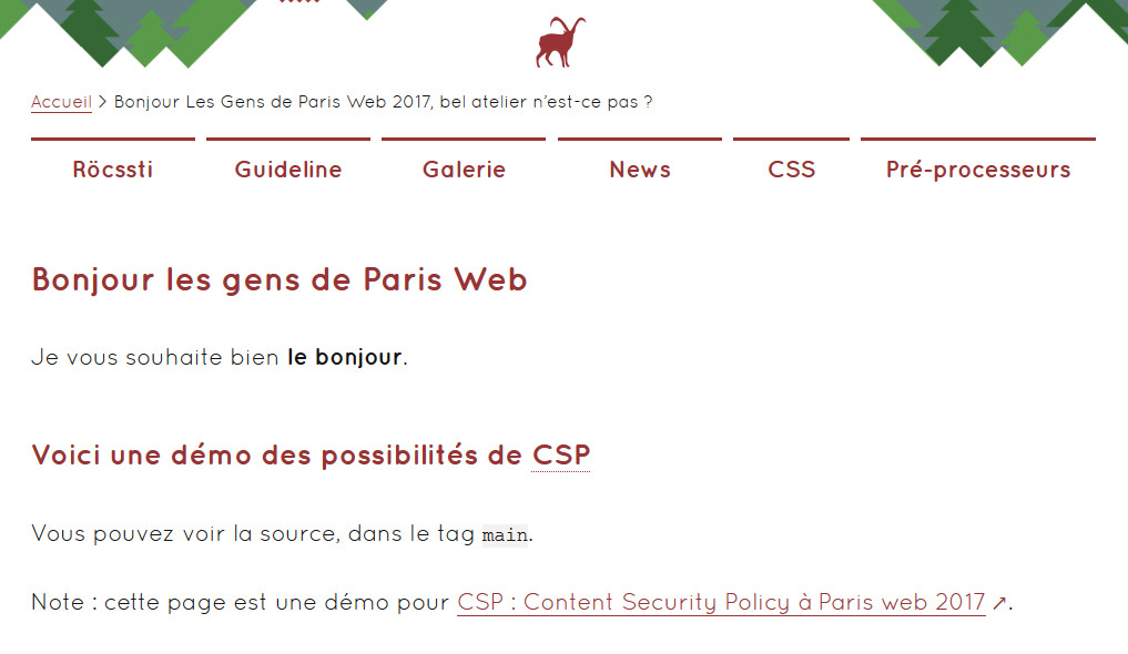 Une page avec CSP