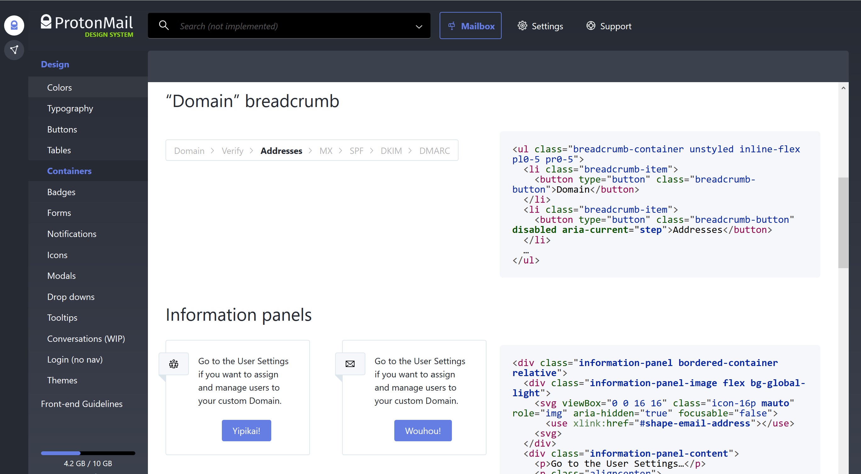 Design system Protonmail