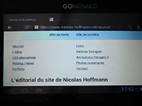 Mon site personnel sur la tablette Go-Nomad