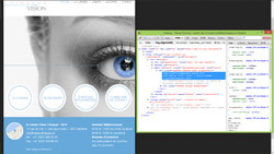 Vision Clinique en iPad en portrait après retouche, avec code CSS affiché