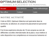 Page d'accueil Optimum Sélection version Smartphone