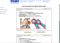 Vue de l'interface d'administration TOMY Puériculture