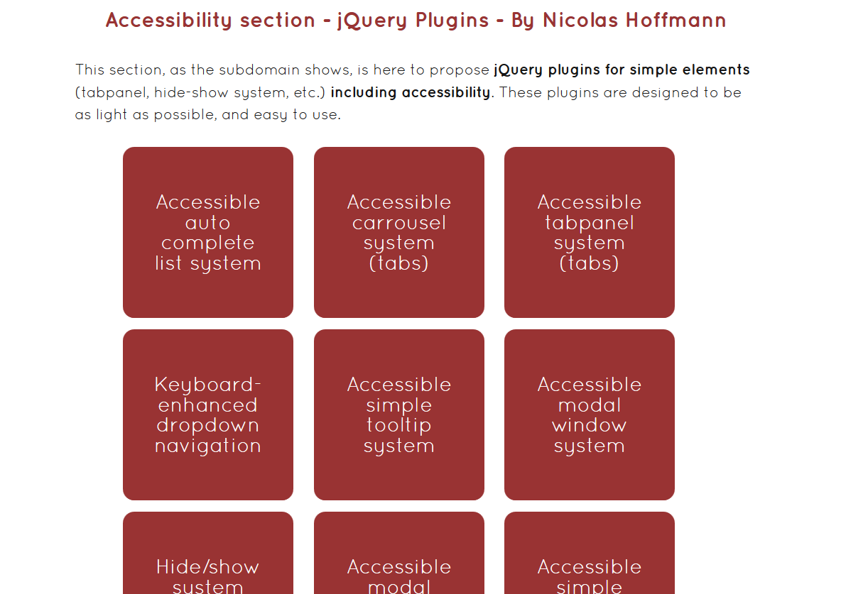 Plugins jQuery accessibles