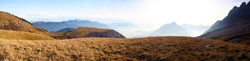 Panoramique des Aravis depuis le col de l'Arpettaz